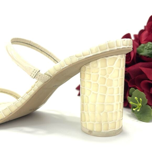 Dolce Vita Noles Chunky Heel Sandal Size 7.5 Ivory Leather Two-Strap Slip-On - Picture 10 of 16